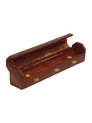 desi karigar wooden, brass incense holder - 15860265 - Standard Image - 3