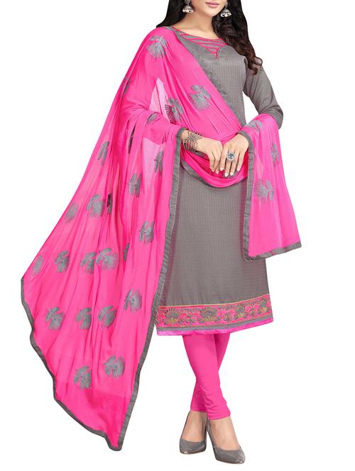 embroidered unstitched churidaar suit - 15860301 - Standard Image - 1