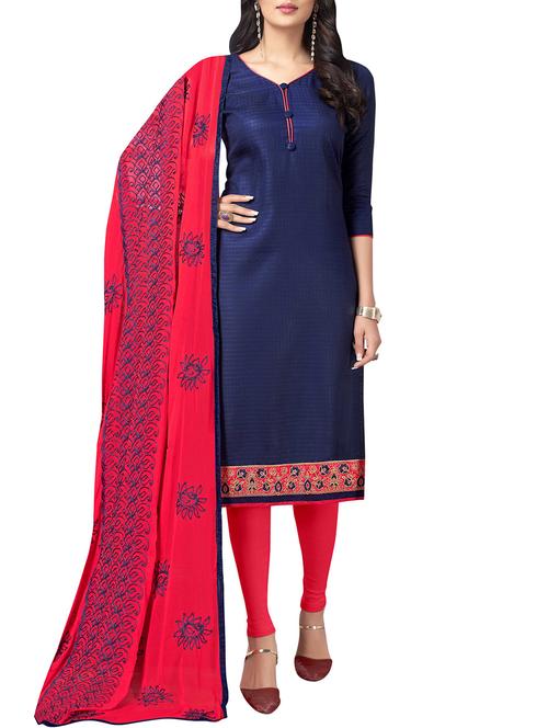 embroidered unstitched churidaar suit - 15860302 - Standard Image - 1