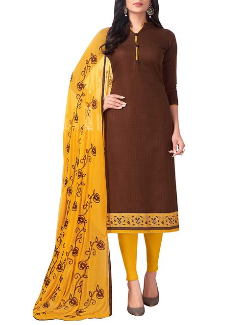 embroidered unstitched churidaar suit - 15860305 - Standard Image - 1