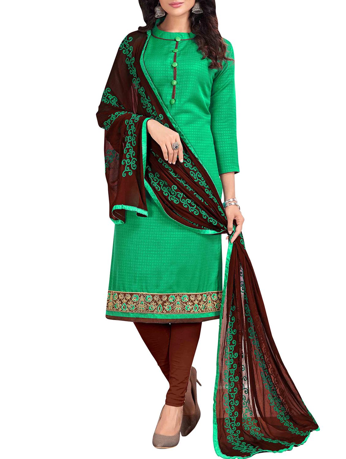 embroidered unstitched churidaar suit - 15860309 - Zoom Image - 1
