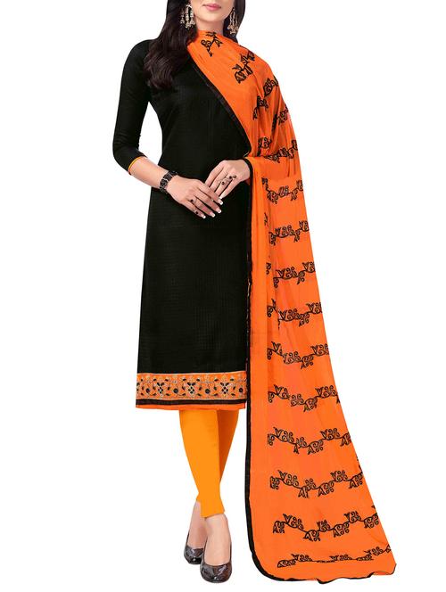 embroidered unstitched churidaar suit - 15860310 - Standard Image - 1