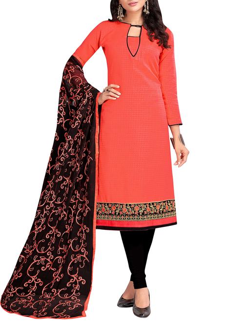 embroidered unstitched churidaar suit - 15860311 - Standard Image - 1