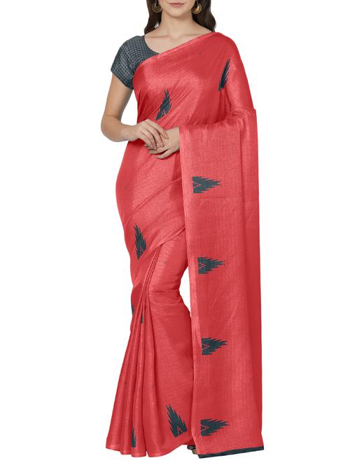 ethnic motif printed saree with blouse - 15860642 - Very Small Image - 1