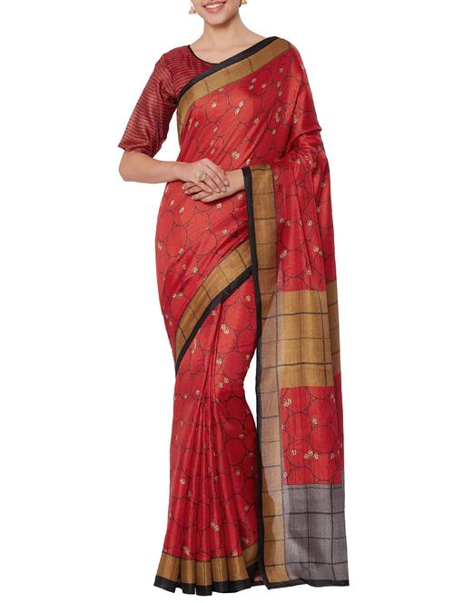 geometric printed saree with blouse - 15860794 - Standard Image - 1
