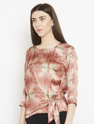 tie-knot detail wrap top - 15860892 - Standard Image - 2