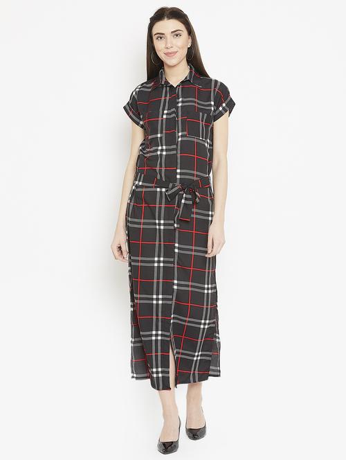 tie-front checkered maxi dress - 15860931 - Standard Image - 1