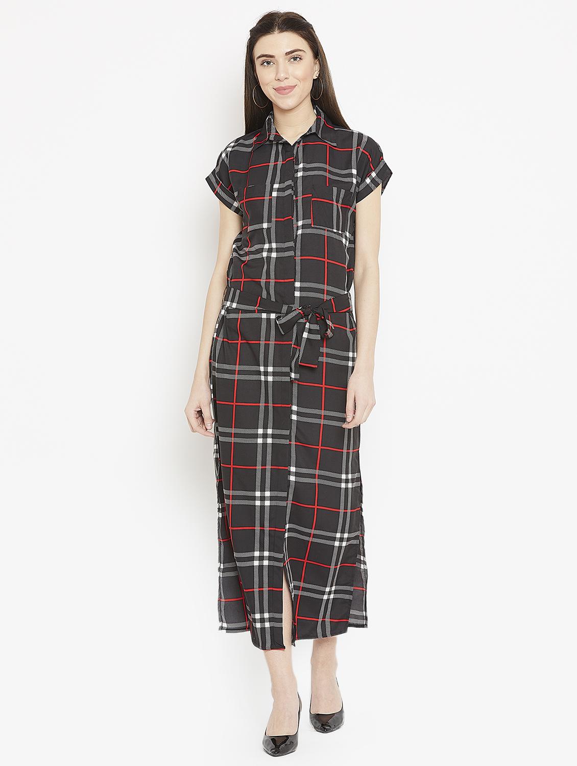 tie-front checkered maxi dress - 15860931 - Zoom Image - 1