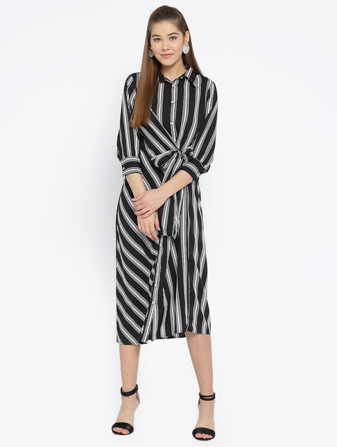 button-up faux wrap tie-front dress - 15860934 - Zoom Image - 1