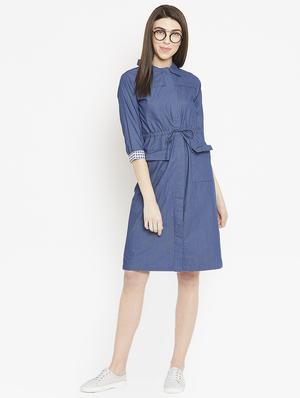 drawstring waist a-line dress - 15860935 - Standard Image - 3