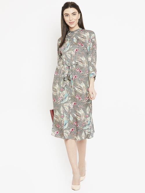 side slit tie-front floral dress - 15860937 - Standard Image - 1
