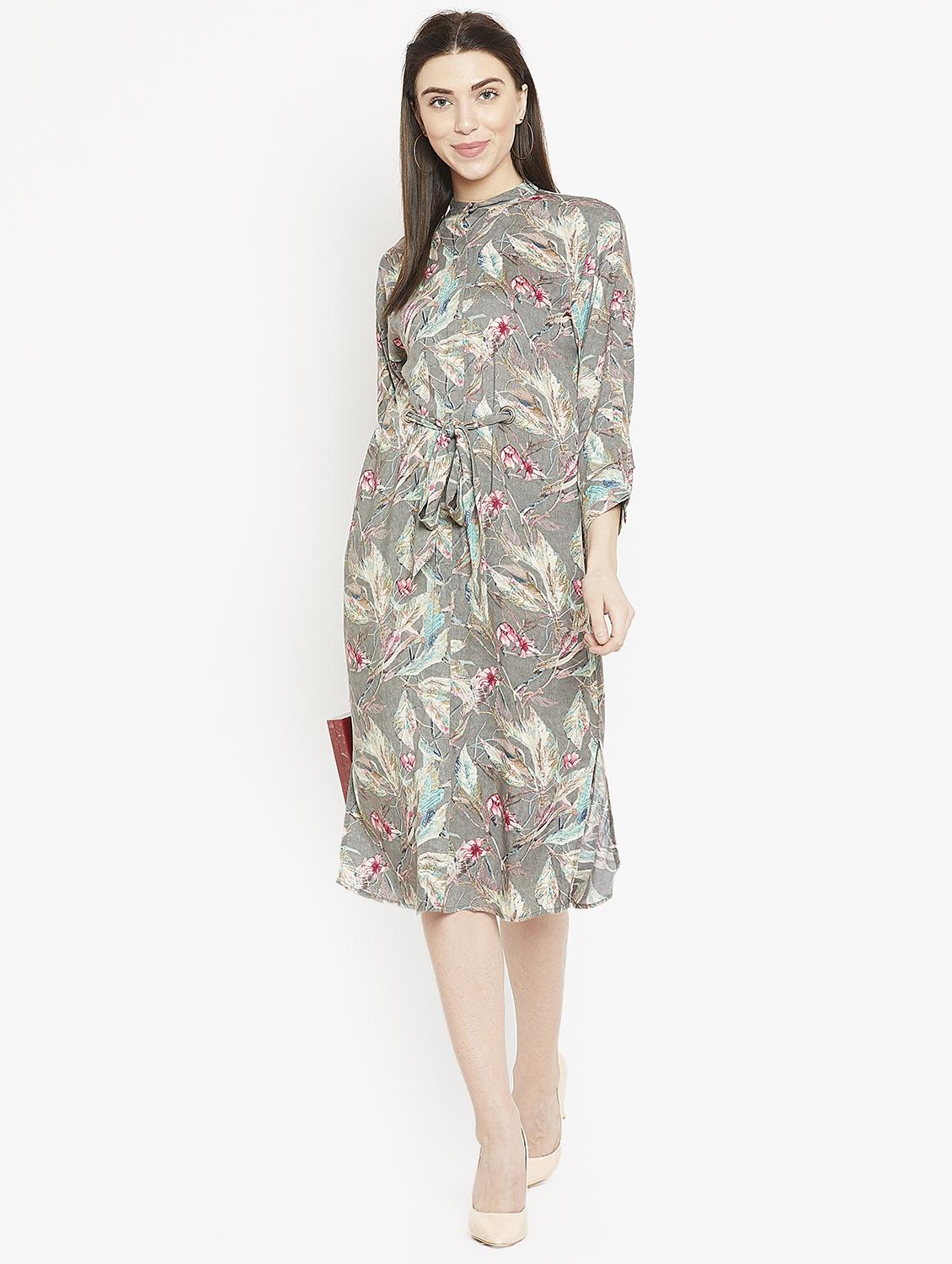 side slit tie-front floral dress - 15860937 - Zoom Image - 1