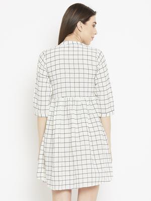button detail checkered a-line dress - 15860938 - Standard Image - 3