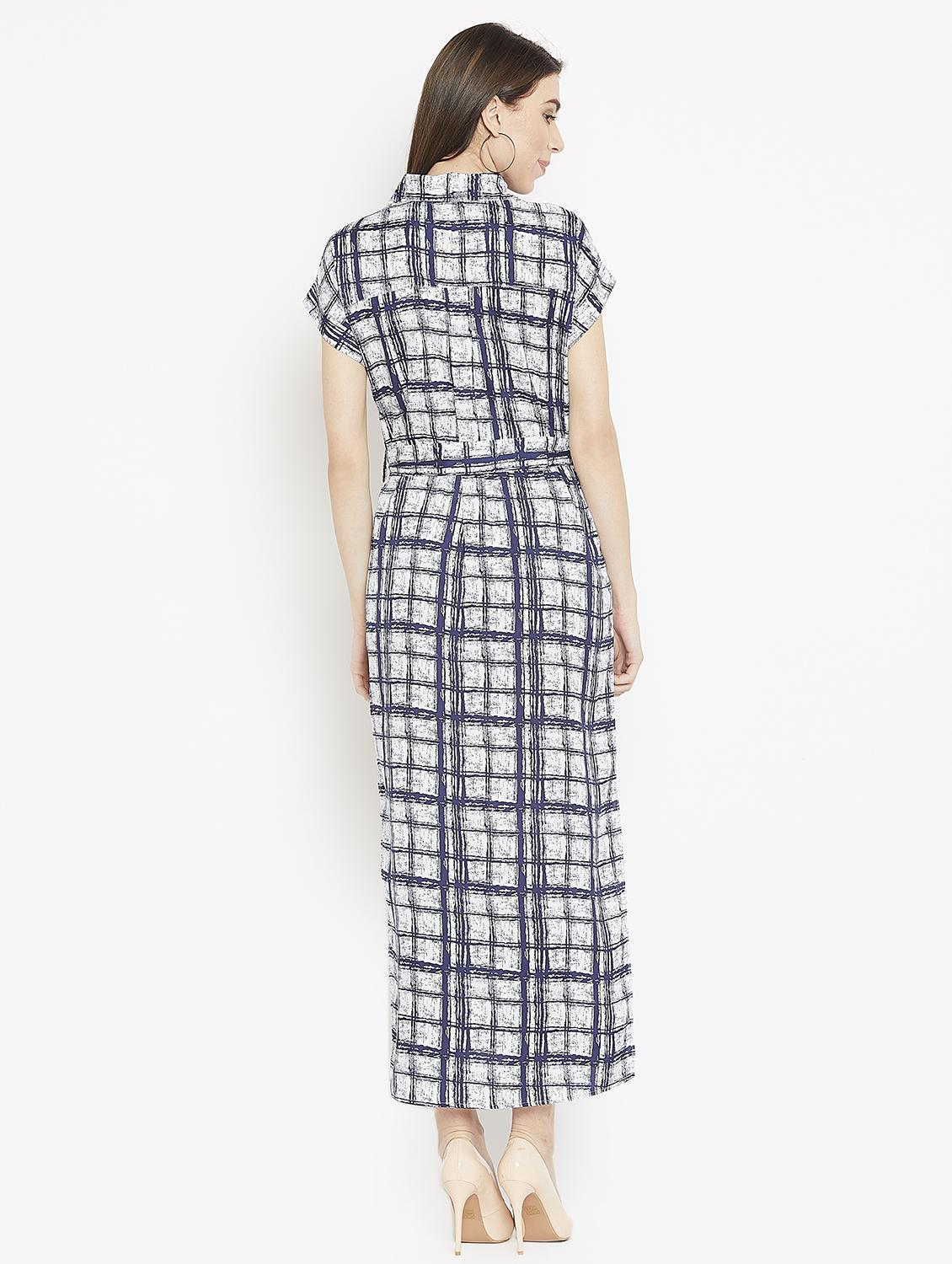 button-up side slit checkered dress - 15860939 - Zoom Image - 3