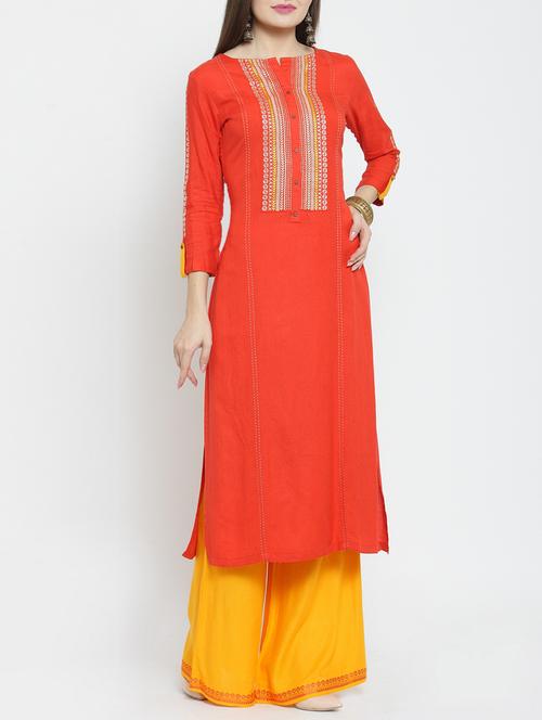 embroidered straight kurta - 15861429 - Standard Image - 1