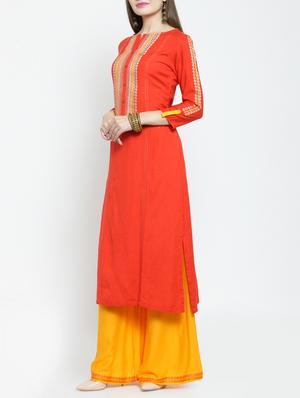 embroidered straight kurta - 15861429 - Standard Image - 2