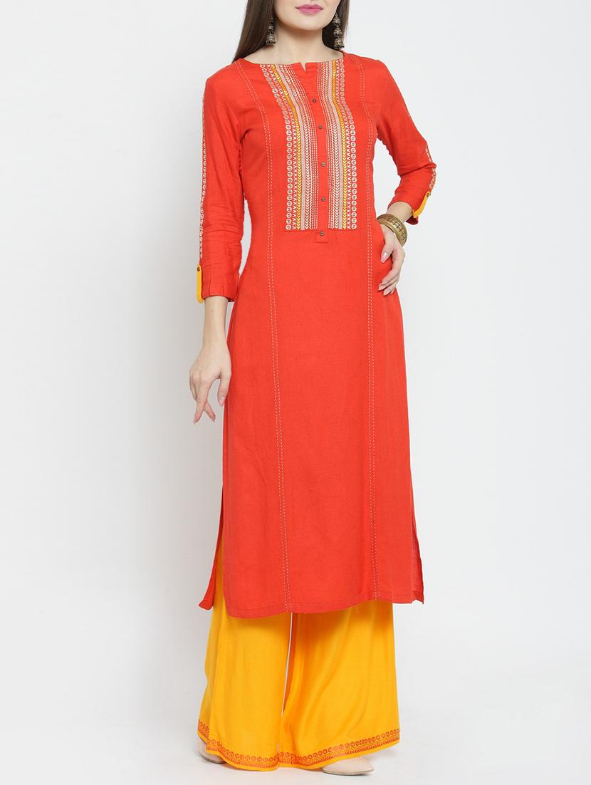 embroidered straight kurta - 15861429 - Zoom Image - 1