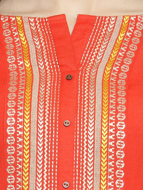 embroidered straight kurta - 15861429 - Zoom Image - 4