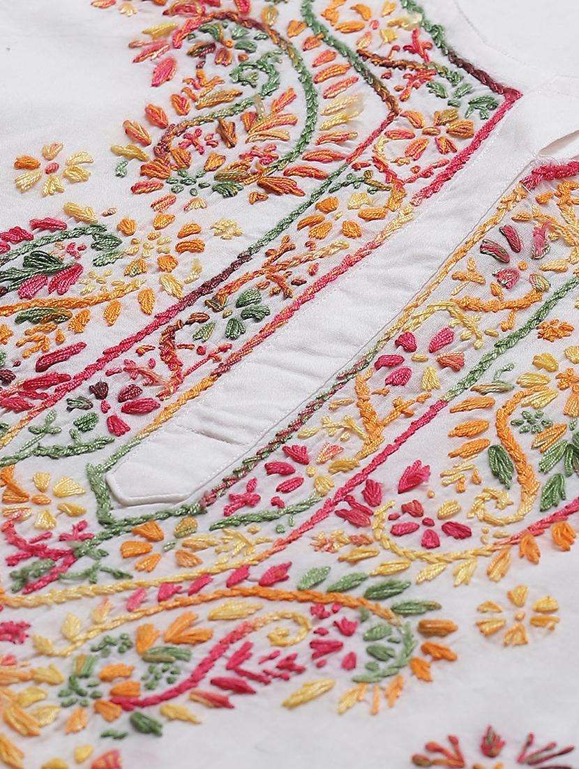 ada hand-embroidered white chikankari kurti - 15861577 - Zoom Image - 5