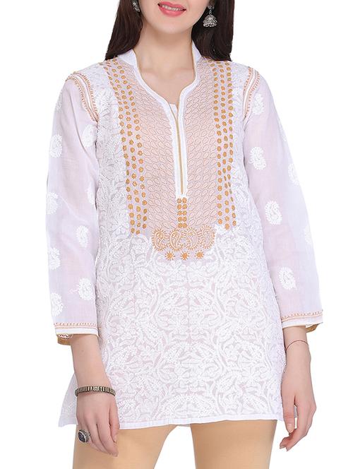 chikankari straight kurti - 15861584 - Standard Image - 1