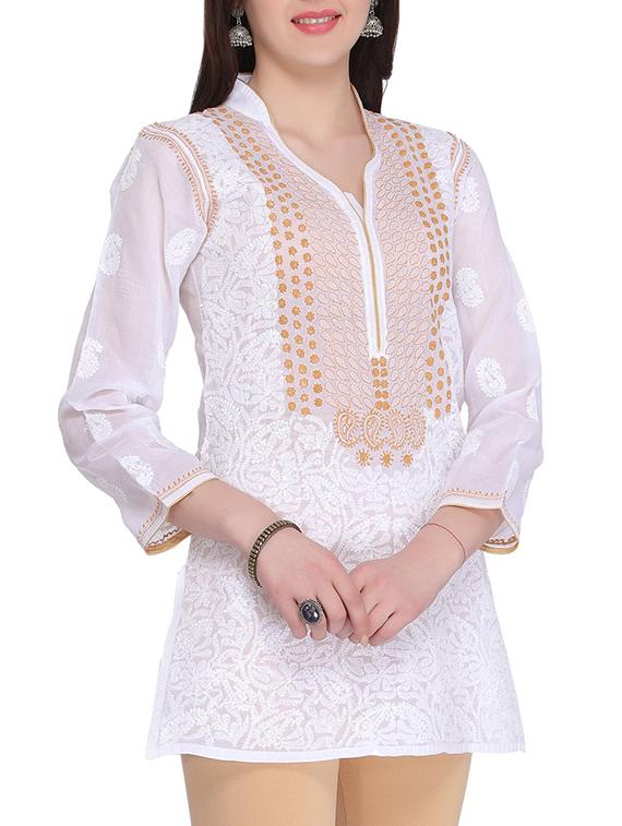 chikankari straight kurti - 15861584 - Zoom Image - 2