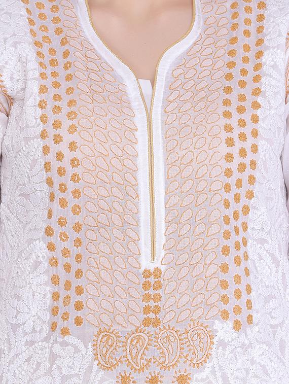chikankari straight kurti - 15861584 - Zoom Image - 4
