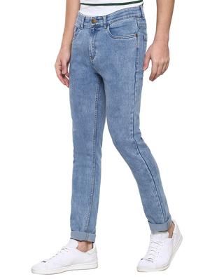 light blue cotton blend plain jeans - 15862166 - Standard Image - 2