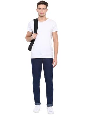 blue cotton blend plain jeans - 15862169 - Standard Image - 4