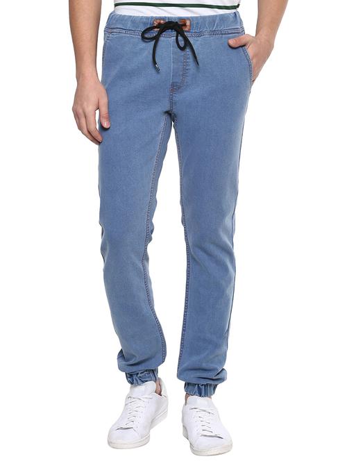 light blue cotton blend jogger - 15862170 - Standard Image - 1