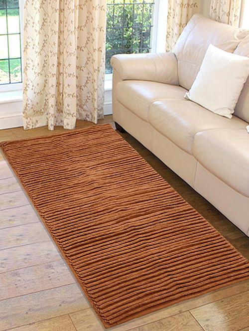 saral home soft cotton multi-purpose chenille rugs 70x180 cm, brown - 15862215 - Standard Image - 1