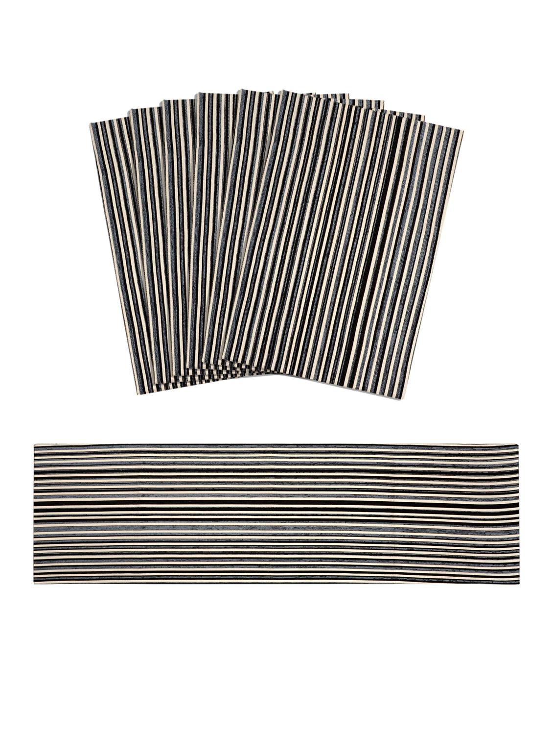 saral home unique quality viscose dining table kitchen placemats, 6 mat -33x45cm, 1 runner 33x120 cm (set of 7), grey - 15862230 - Zoom Image - 1