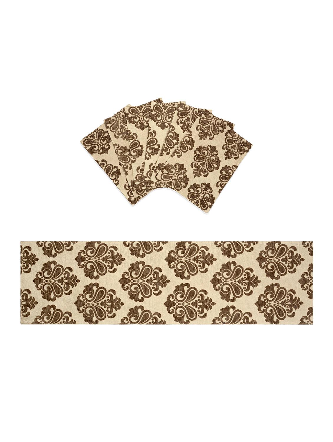 saral home unique quality viscose dining table kitchen placemats, 6 mat -33x45cm, 1 runner 33x120 cm (set of 7) - 15862239 - Zoom Image - 1