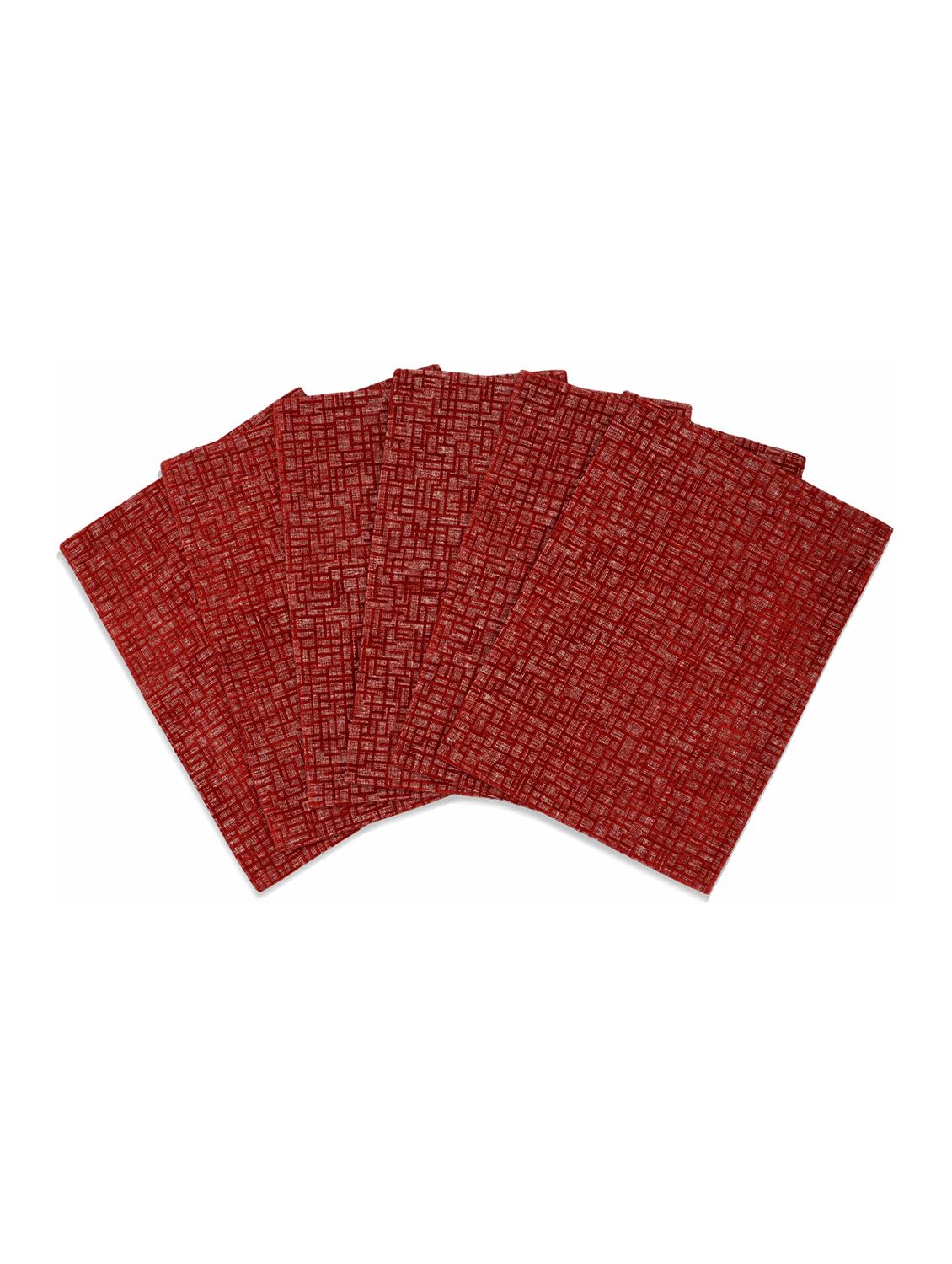 saral home unique quality viscose dining table kitchen placemats, 6 mat -33x45cm, 1 runner 33x120 cm (set of 7), maroon - 15862240 - Zoom Image - 3