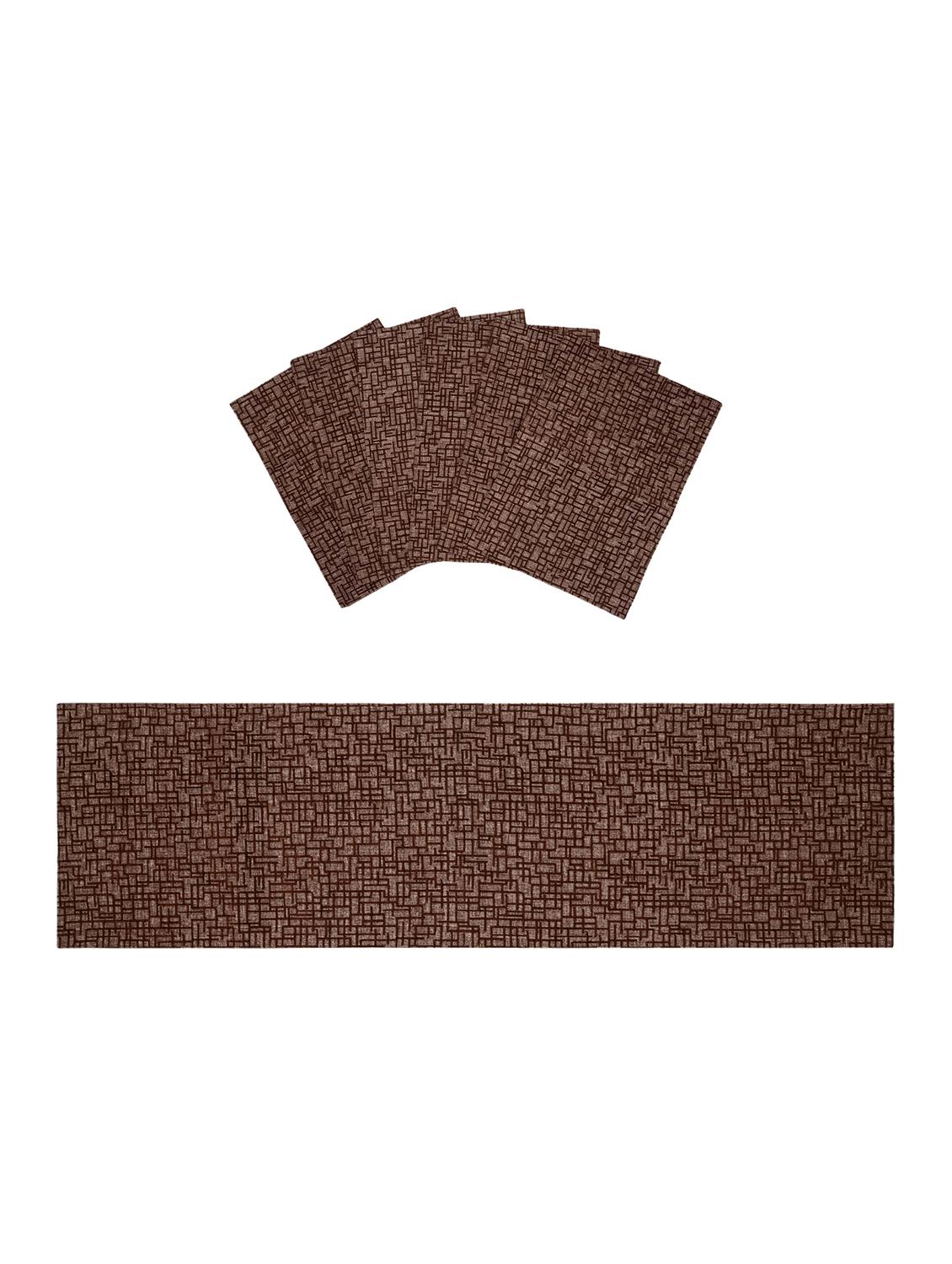 saral home unique quality viscose dining table kitchen placemats, 6 mat -33x45cm, 1 runner 33x120 cm (set of 7) - 15862242 - Zoom Image - 1