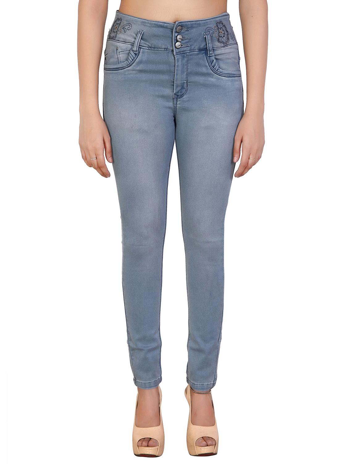 button-up embroidered slim fit jeans - 15863658 - Zoom Image - 1