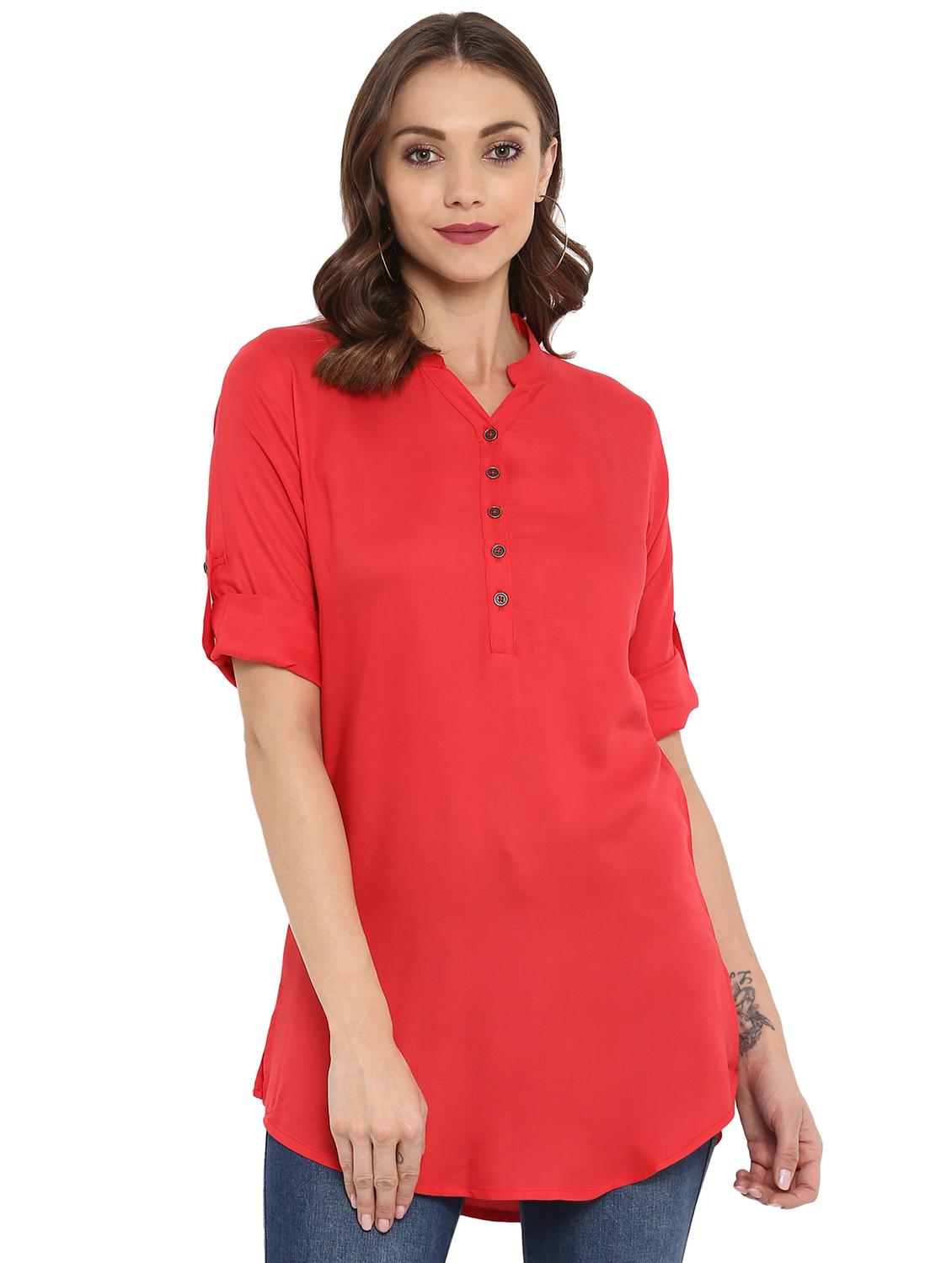 Solid straight kurti - 15863973 - Zoom Image - 1