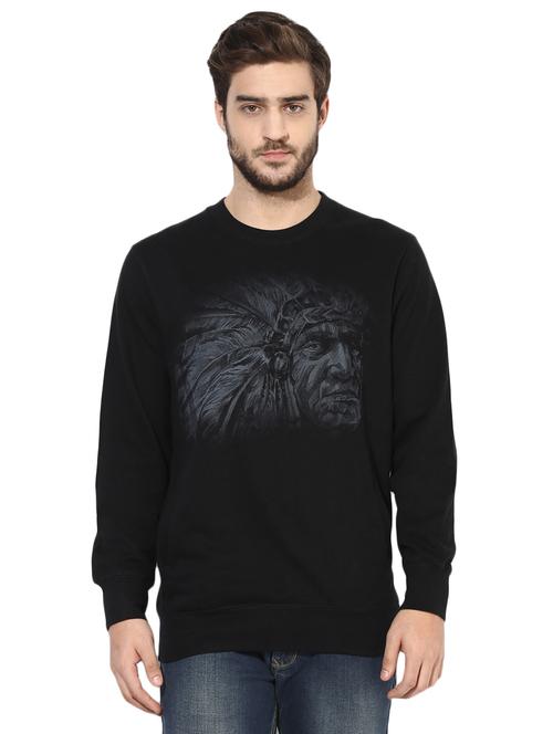 black cotton chest print sweatshirt - 15864235 - Standard Image - 1