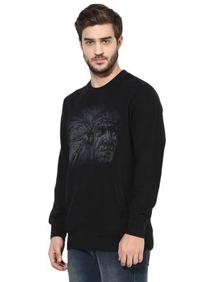 black cotton chest print sweatshirt - 15864235 - Standard Image - 2