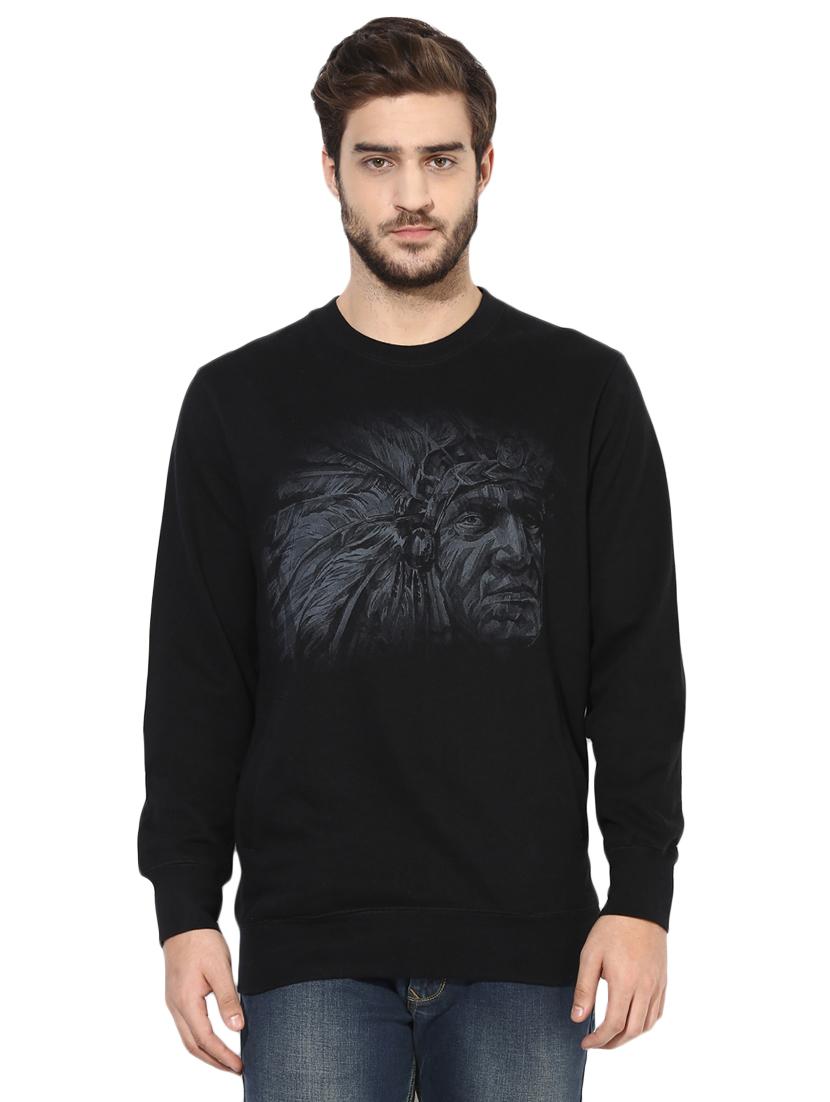 black cotton chest print sweatshirt - 15864235 - Zoom Image - 1