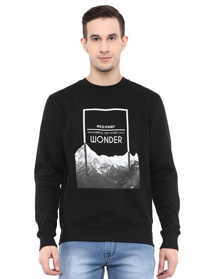 black cotton chest print sweatshirt - 15864238 - Zoom Image - 1