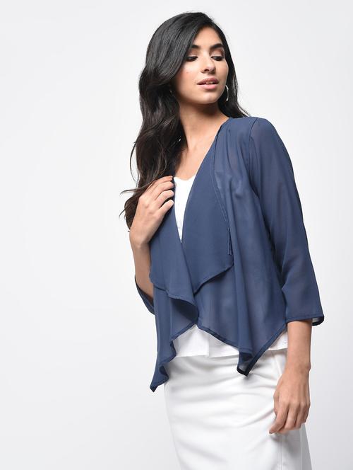 spruce blue asymmetric shrug - 15864341 - Standard Image - 1