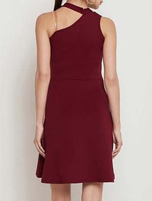 choker neck single shoulder skater dress - 15864562 - Standard Image - 3