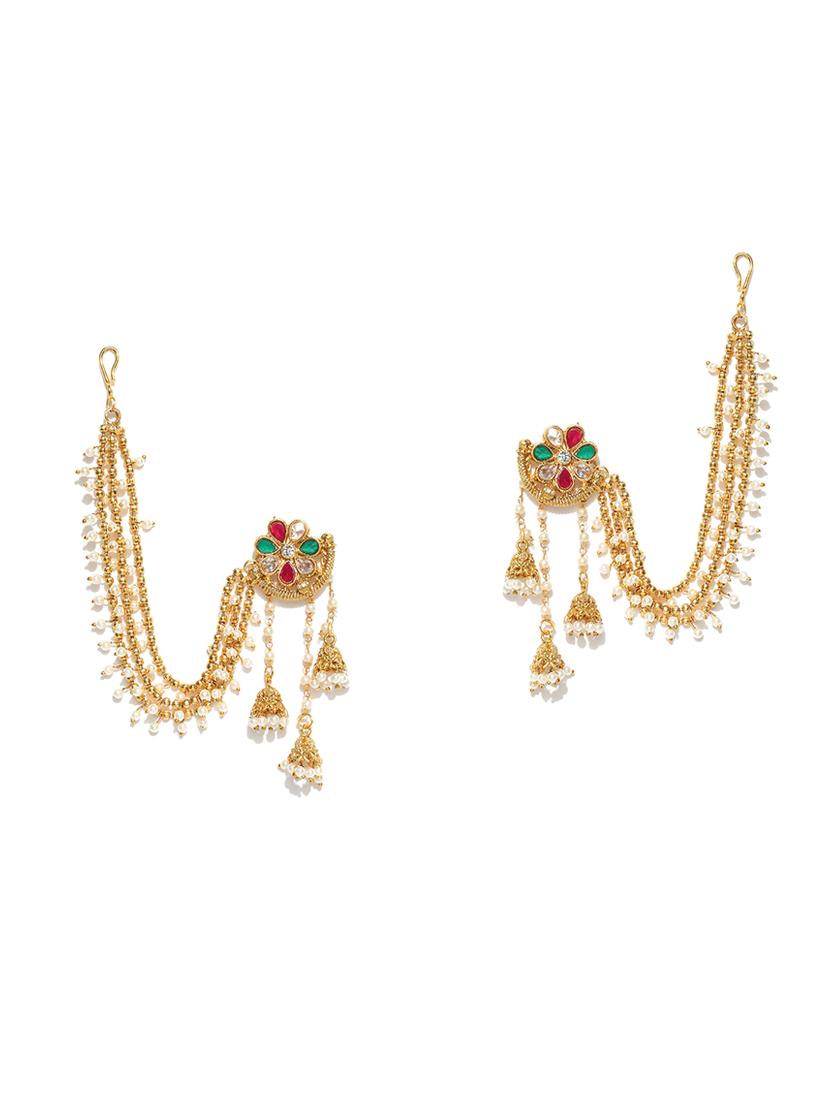 gold brass drop earring - 15865780 - Zoom Image - 1