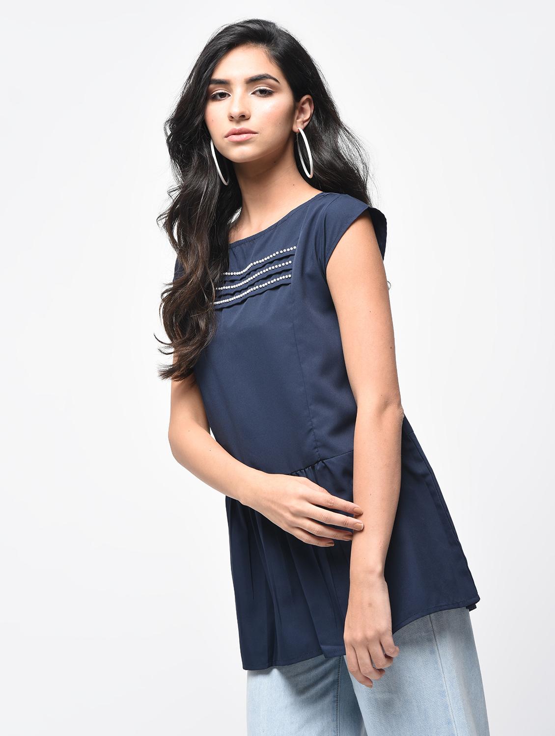 embellished pintucks gather detail top - 15866239 - Zoom Image - 1