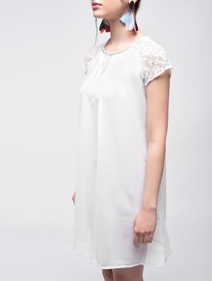 lace detail pleated dress - 15866277 - Standard Image - 4