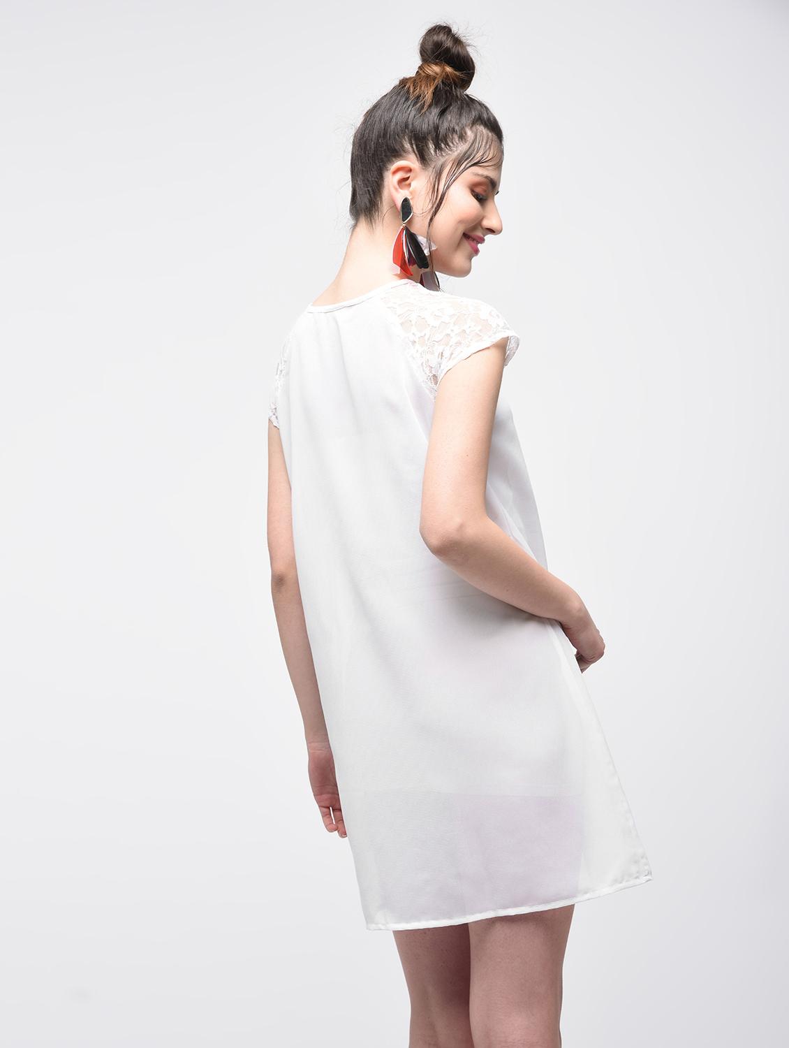 lace detail pleated dress - 15866277 - Zoom Image - 2