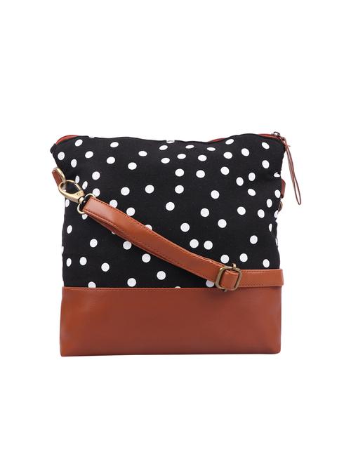 black canvas printed sling bag - 15866887 - Standard Image - 1