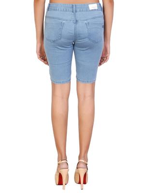 high rise button closure denim shorts - 15866990 - Standard Image - 3