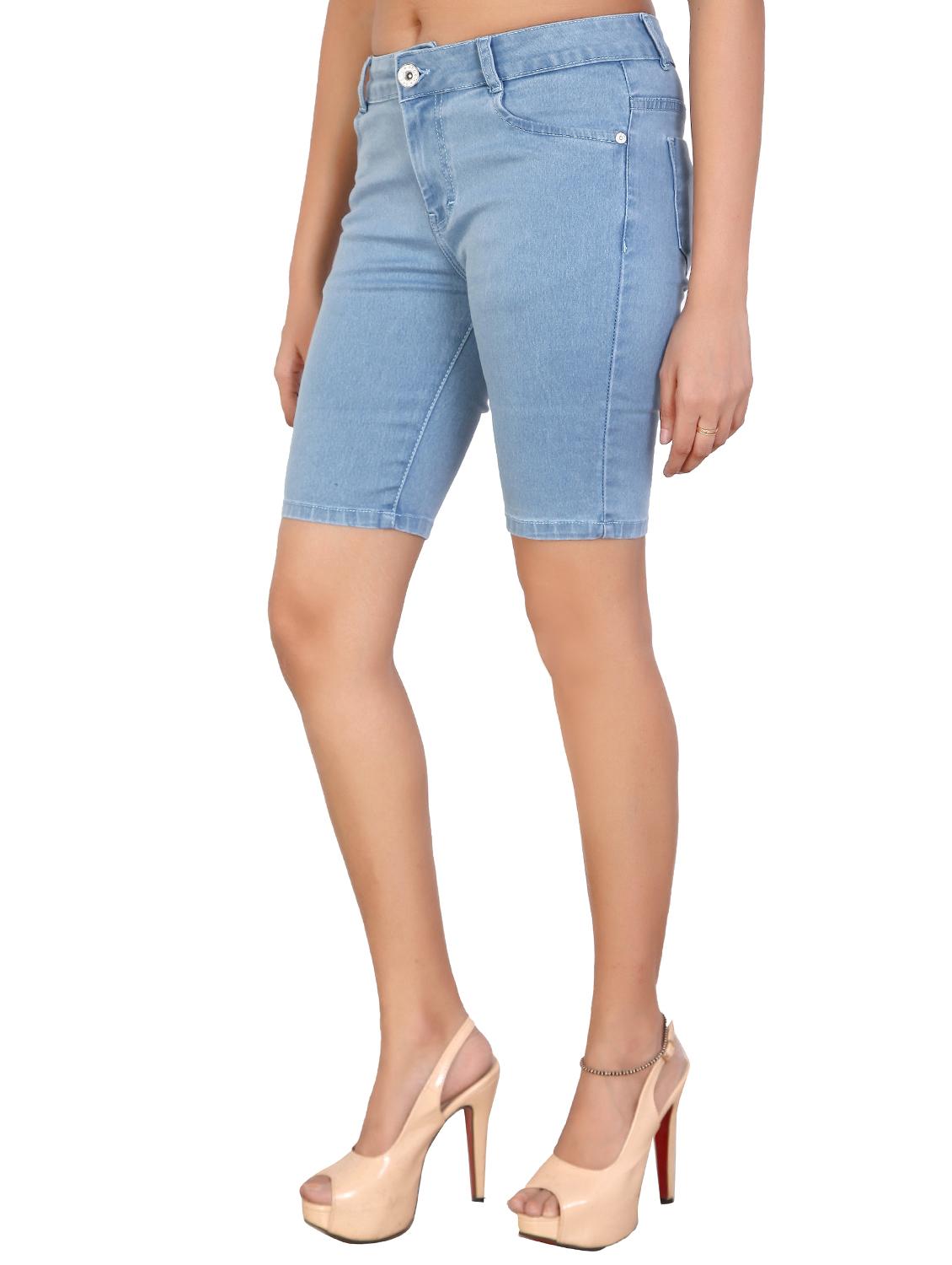 high rise button closure denim shorts - 15866990 - Zoom Image - 2