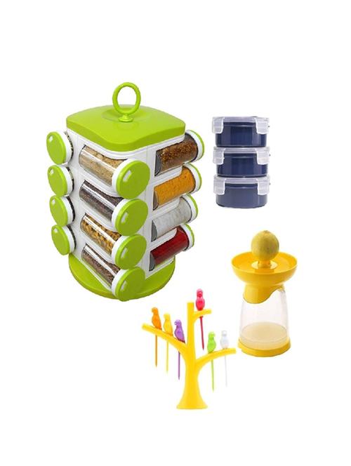 16 jar spice rack + 3 pcs fresh and lunch box + Lemon Multi Juicer Cum Spray with Lemon Squeezer + fruit fork - 15866999 - Standard Image - 1